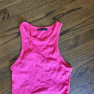 Zara Pink Ribbed Tank Top
